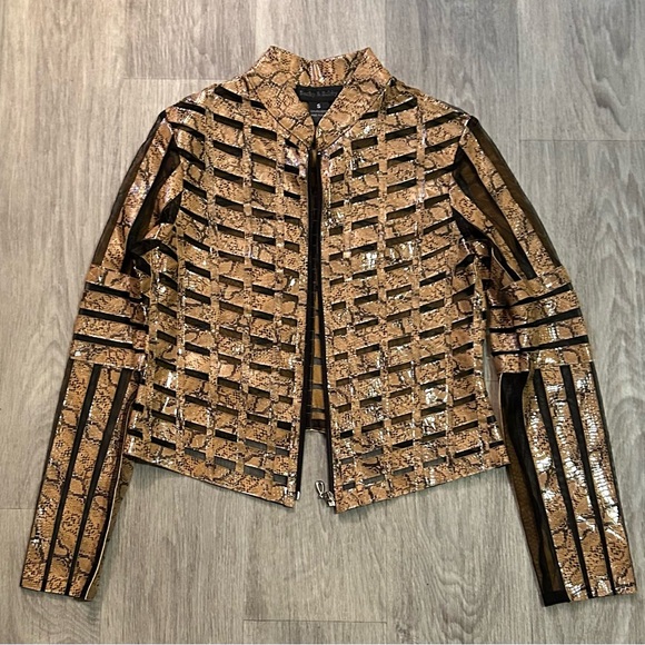 Becky & Bobby Net and Vinyl Fitted Jacket, Size Small - Picture 2 of 7